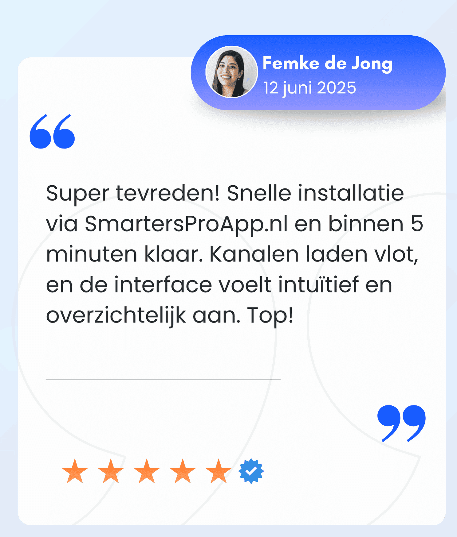 Blue and White Modern Customer Testimonial Reviews Instagram Post